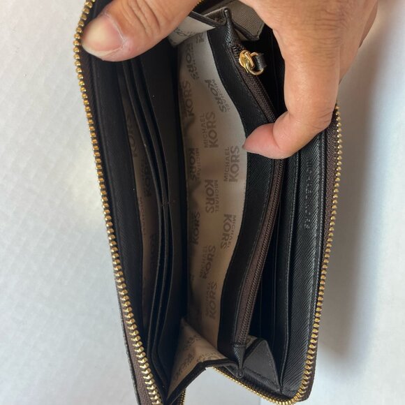 Michael Kors Brown Monogram Coated Canvas Zip Around Wallet - Picture 10 of 10